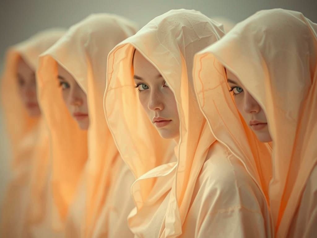 Surreal Hooded Figures in Ethereal Aura