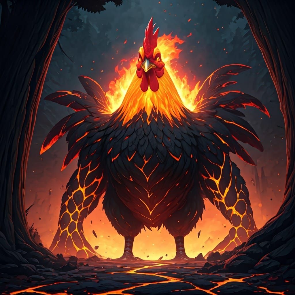 Inferno Chicken: A Volcanic Anime Monster