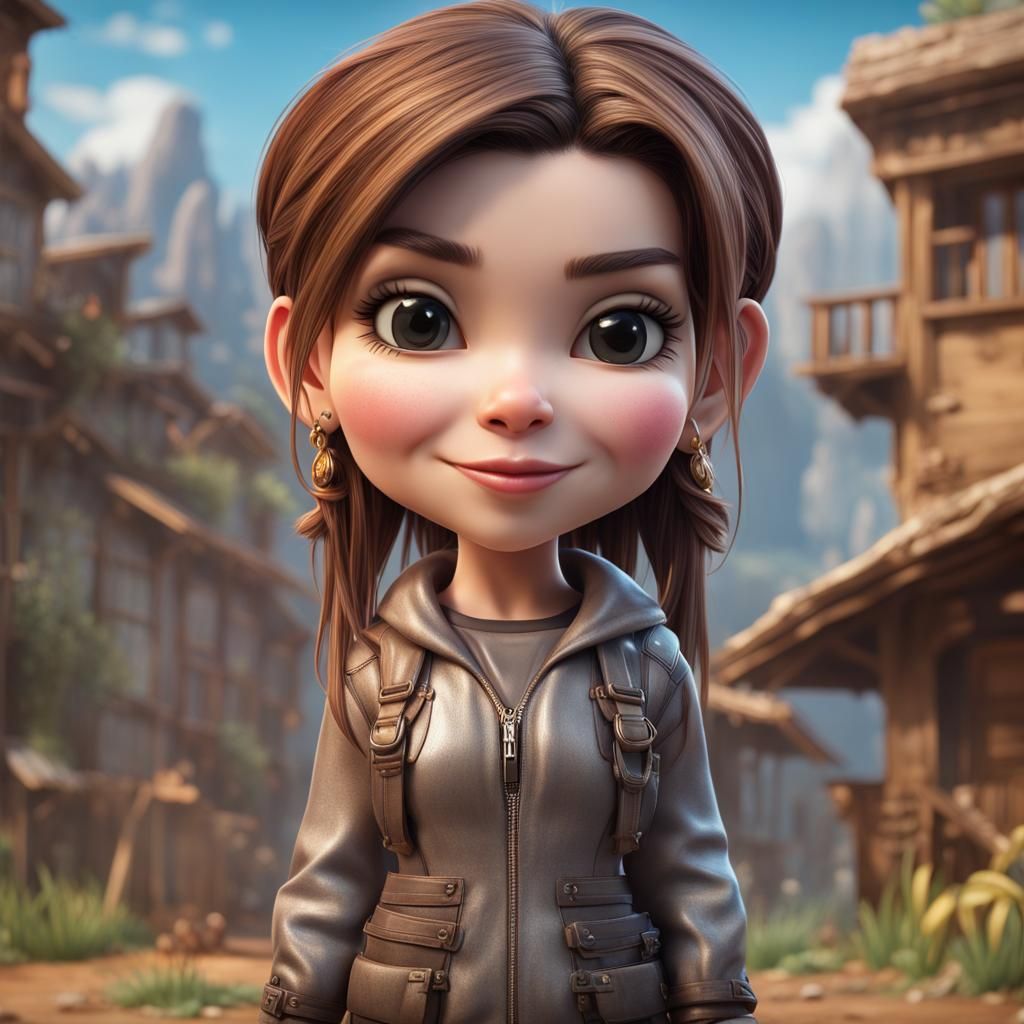 Hyperrealistic Chibi Sandra Bullock: Detailed Matte Painting