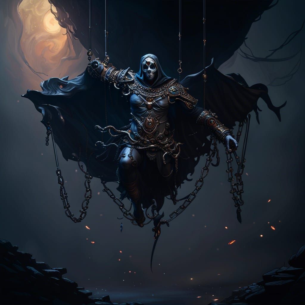 Chained Phantom Floating: Dark Fantasy Concept Art