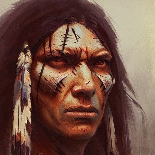 Sinister Native American Portrait in Fantasy Style