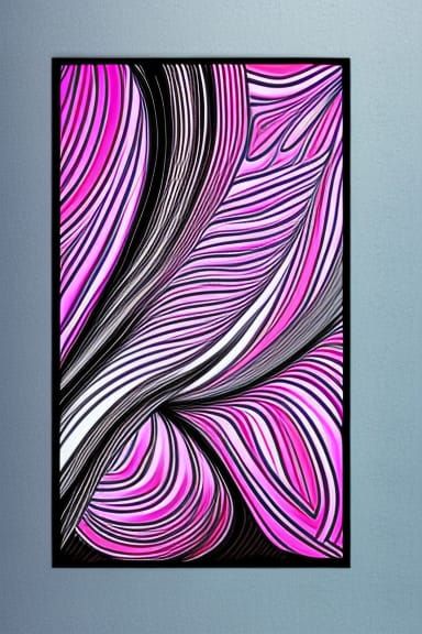 Elegant Black and Pink Art Nouveau Abstract