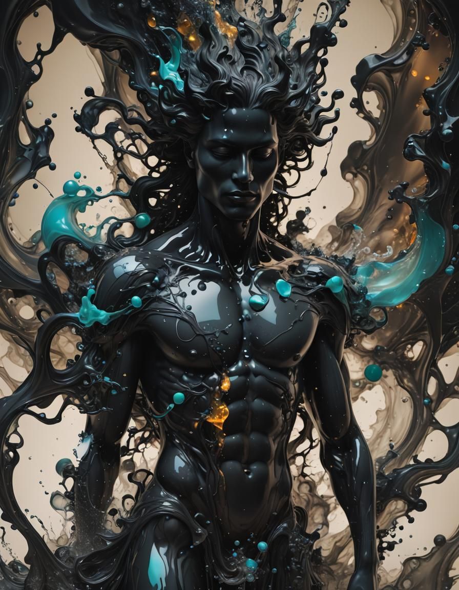 Bioluminescent Shapeshifting Figure in Surreal Style