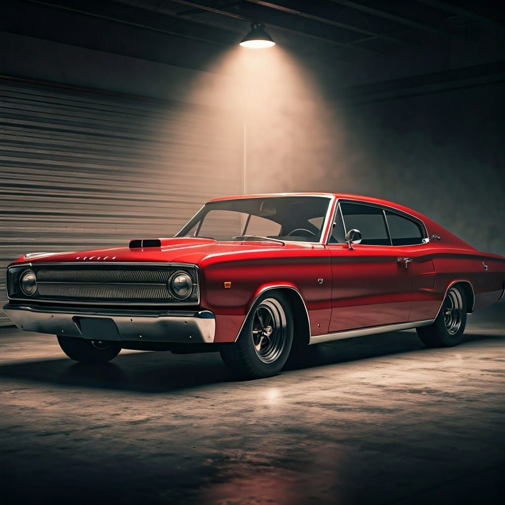 Vintage Hot Rod 1966 Dodge Charger in Hyperrealistic Style