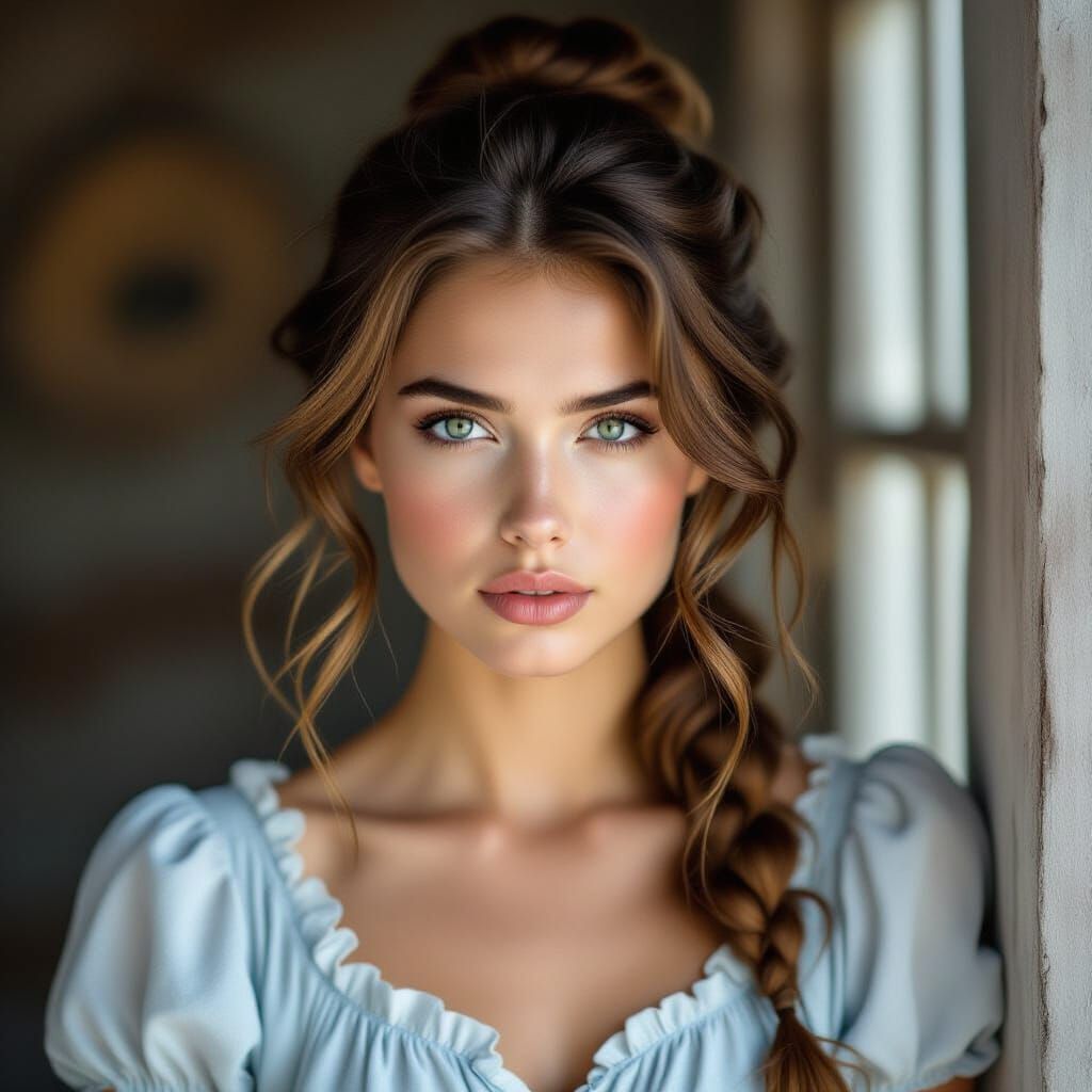 Intense Young Woman Portrait in Classic Style