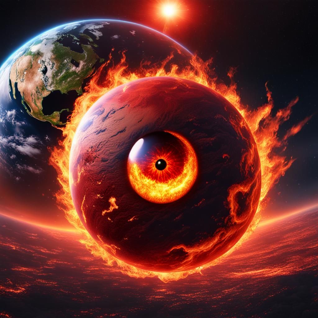 Flaming Eye in Space Gazing at Earth