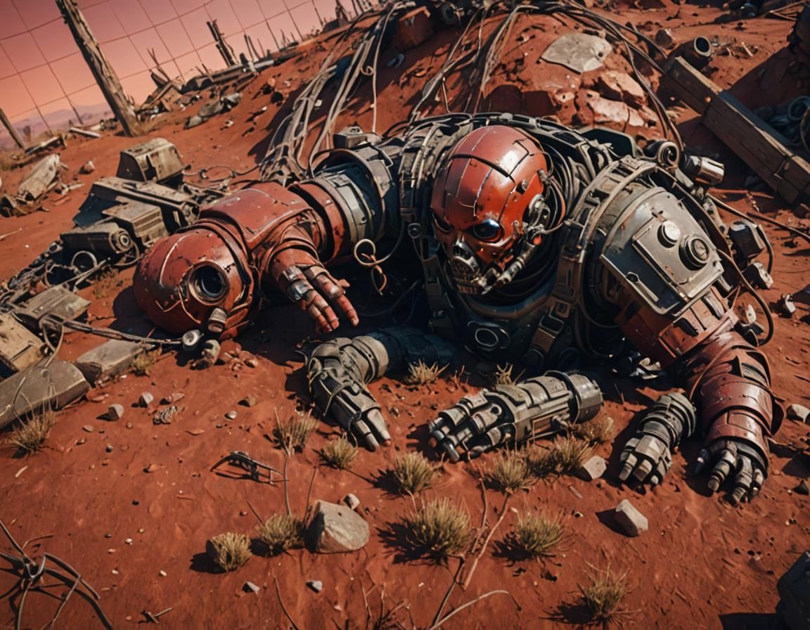 Post-Apocalyptic Android Torso in Detailed Matte Painting