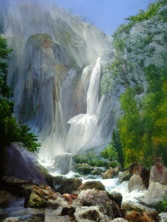 Bridal Veil Falls in Impressionist Style