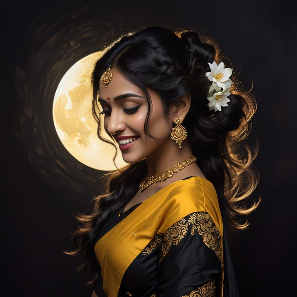 Joyful dancer twirls in shimmering night lights