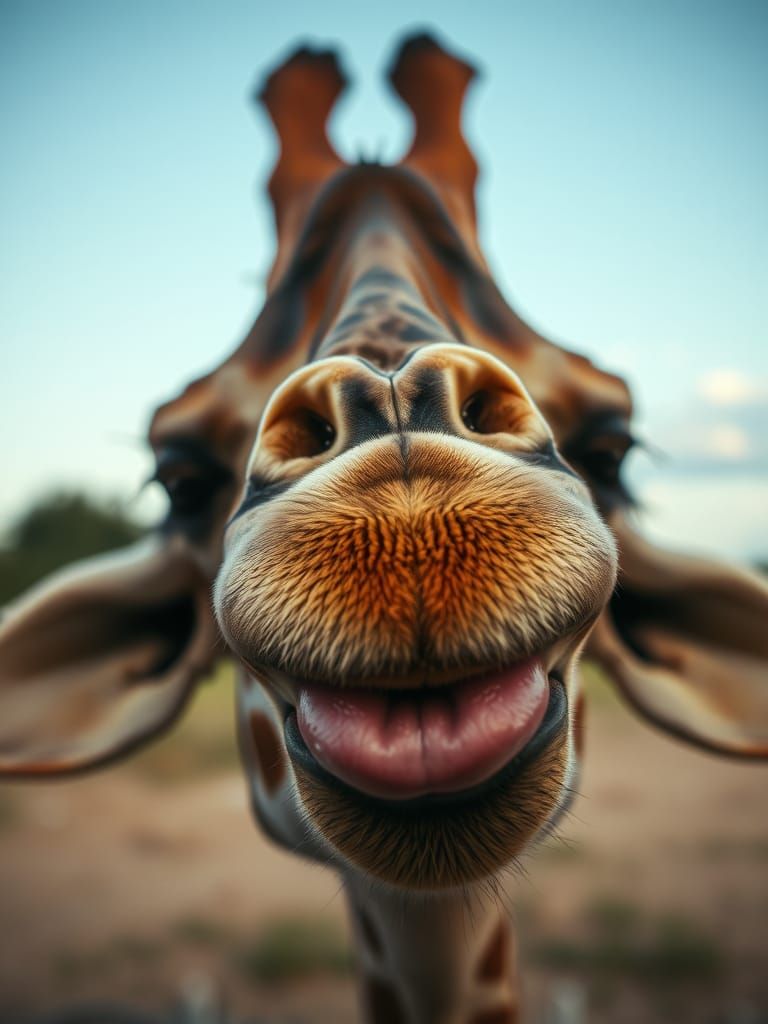 Giraffe Tongue Extreme Close-Up: Cinematic Film Still