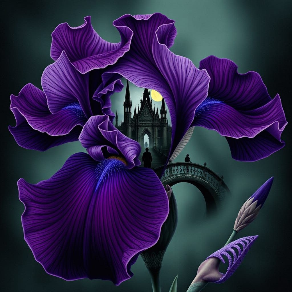Gothic Iris Blossom Unveils Mystical Realm of Twisted Spires