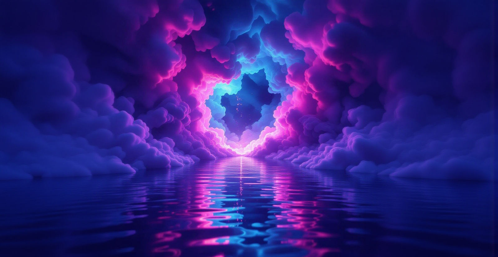 Shattering Void Reveals Mirror World with Neon Smoke