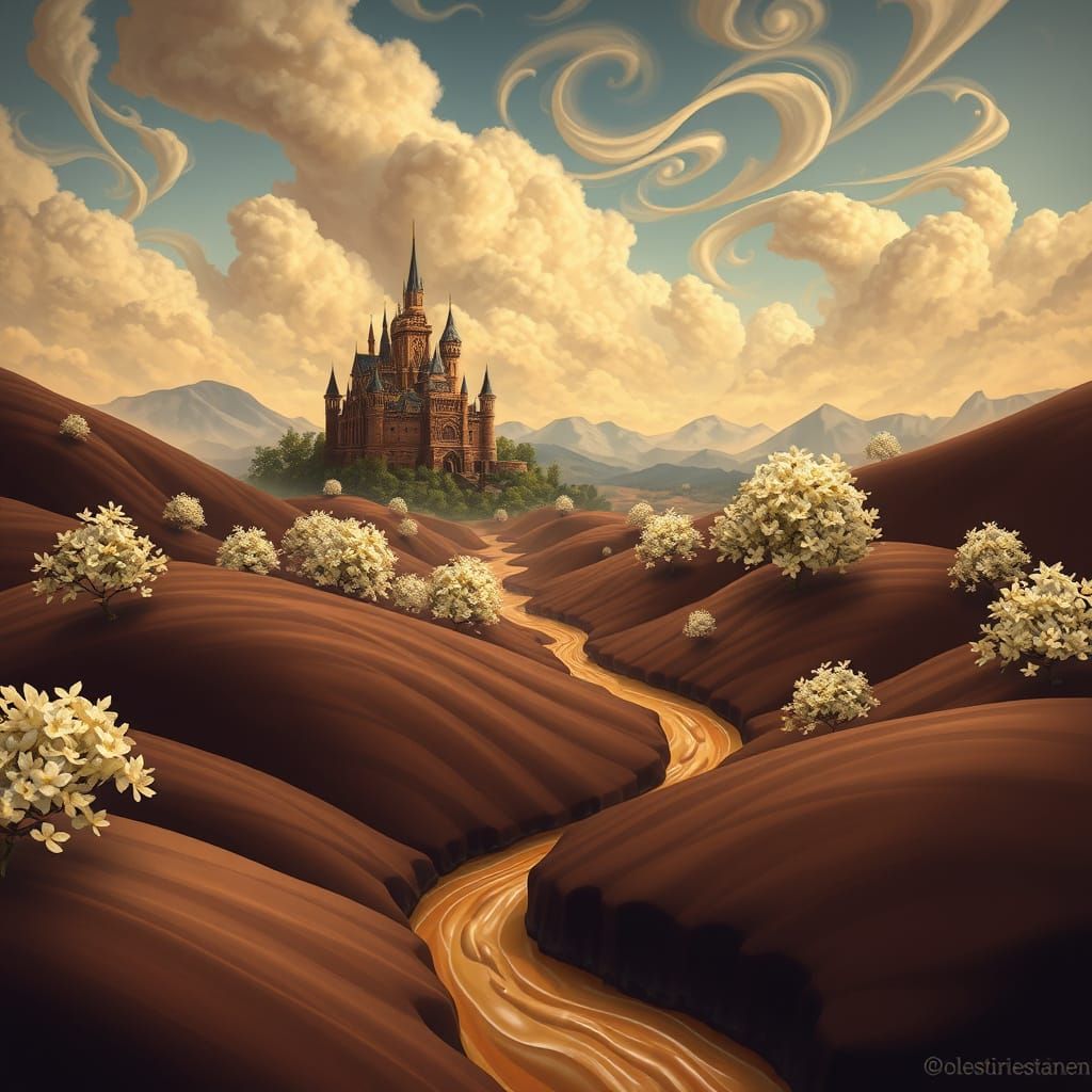 Chocolate Fantasy Landscape in Dreamy Style