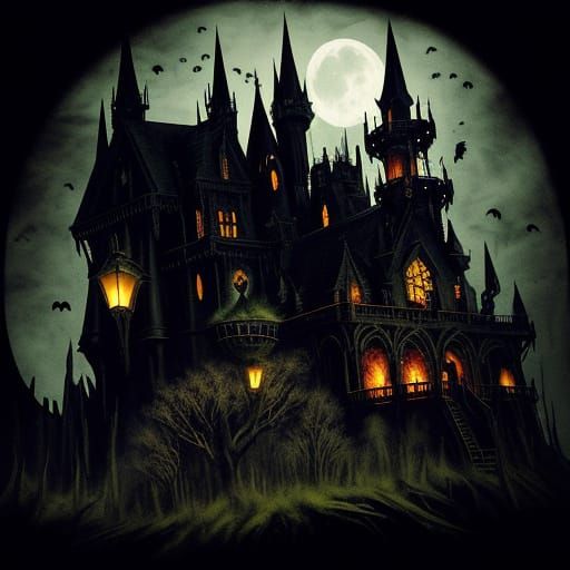 Vampires and Werewolves on Haunted Rides in Gothic Style