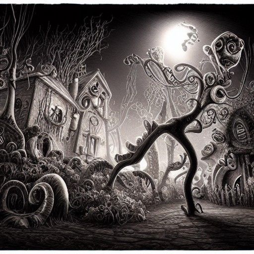 Tim Burton-esque Horror Surrealism with Dynamic Lighting