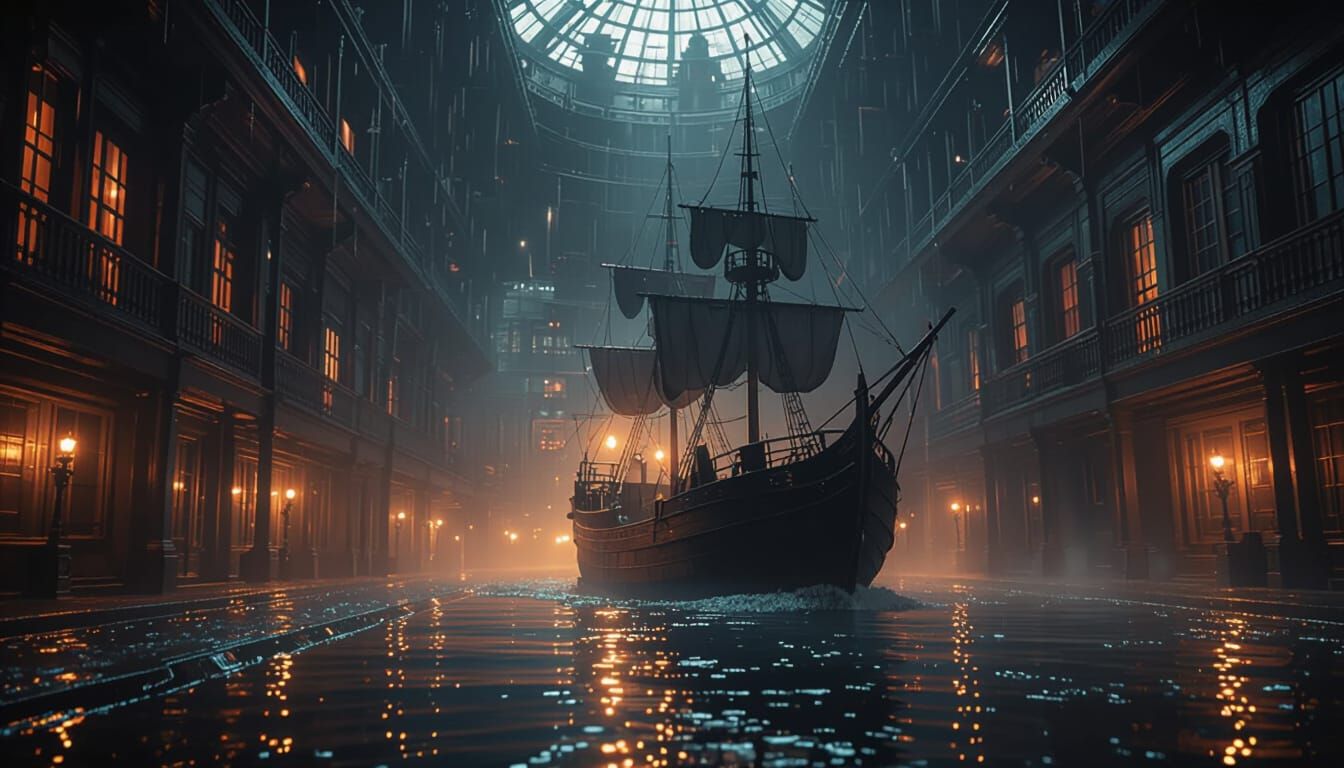 Haunted Silhouette in Dramatic Atmospheric Glow