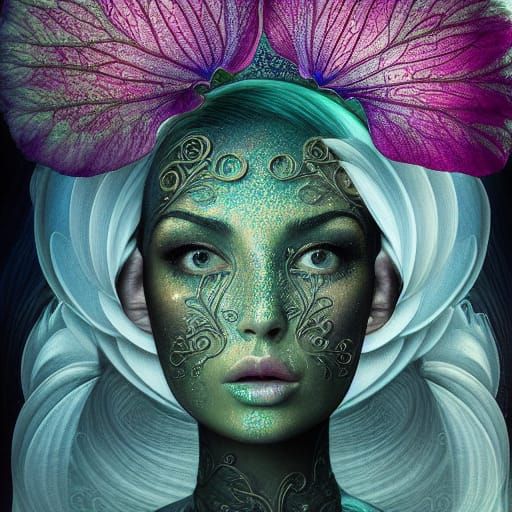 Hyper-Detailed Airbrush Portrait in Art Nouveau Style
