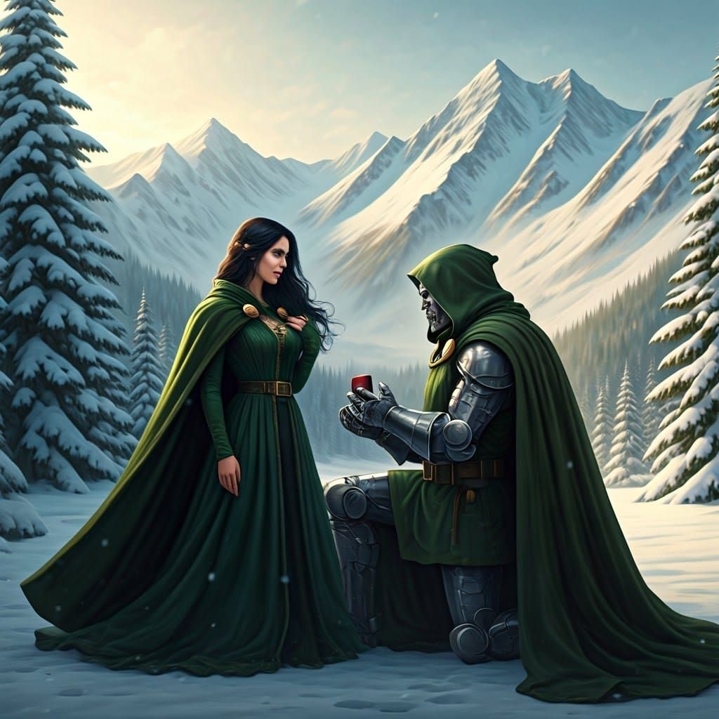 Doctor Doom Proposes in a Winter Wonderland Scene