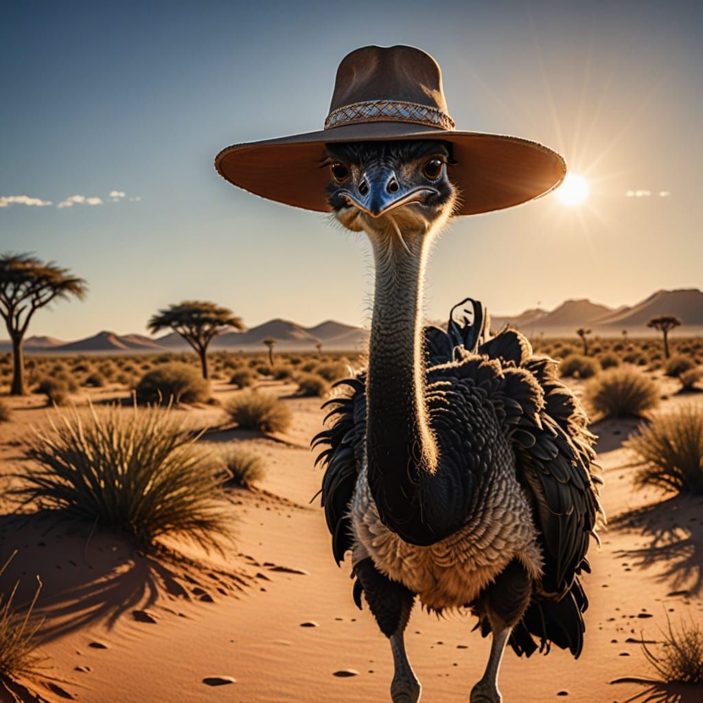 Ostrich in Sombrero Walks Kalahari Desert