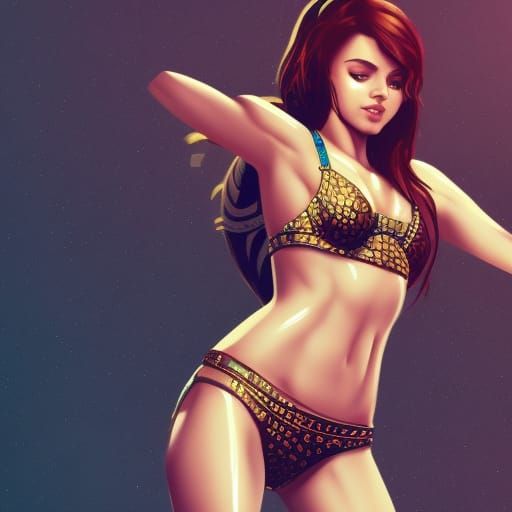 Tomboy in Leopard Bikini: Digital Art, Dynamic Lighting