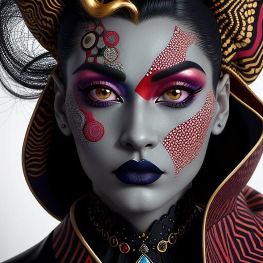 Surreal Rhinoceros Portrait on Red Carpet in Avant-Garde Sty...