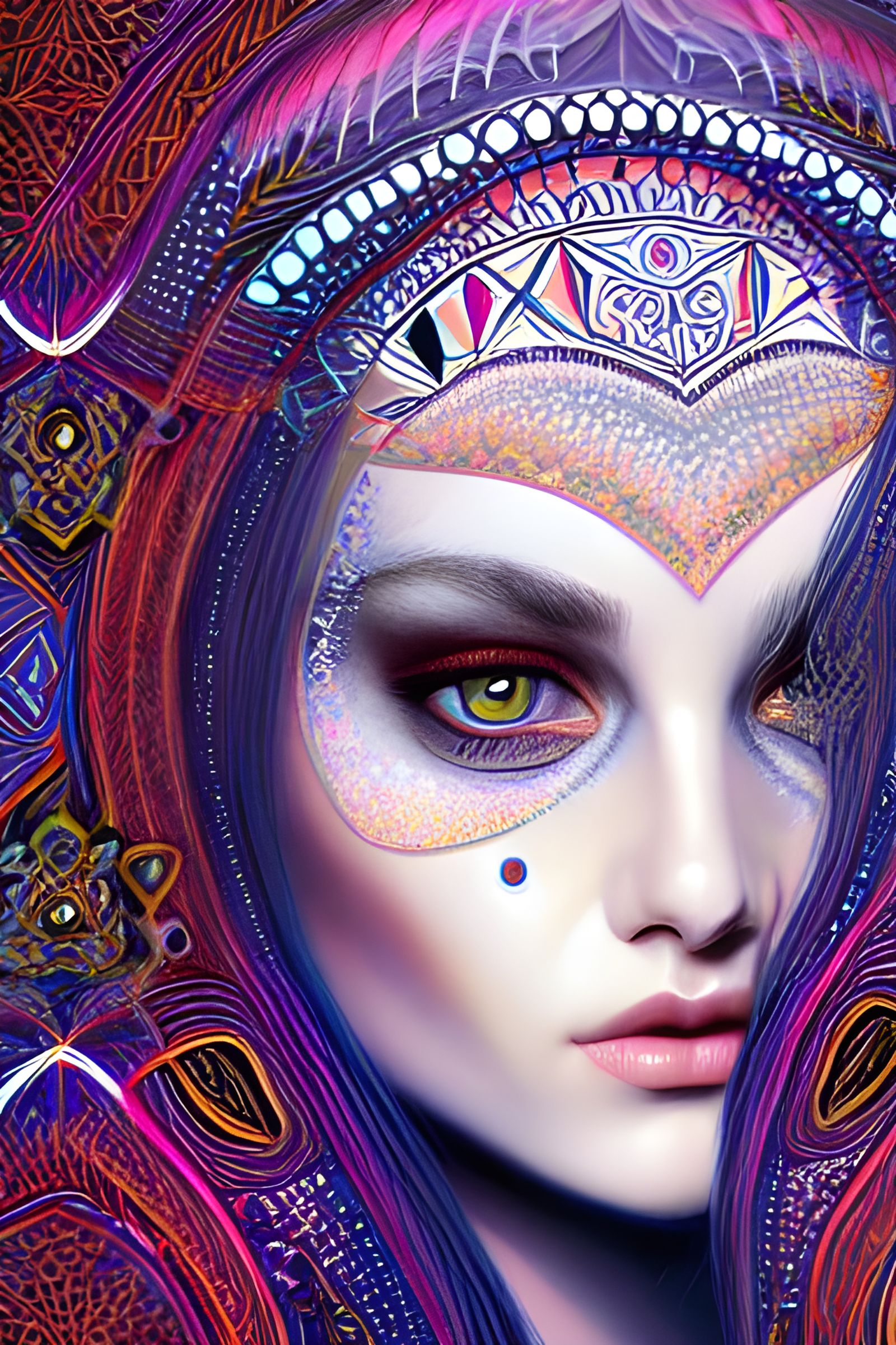 Intricate Digital Painting of a Woman with Grey Eyes