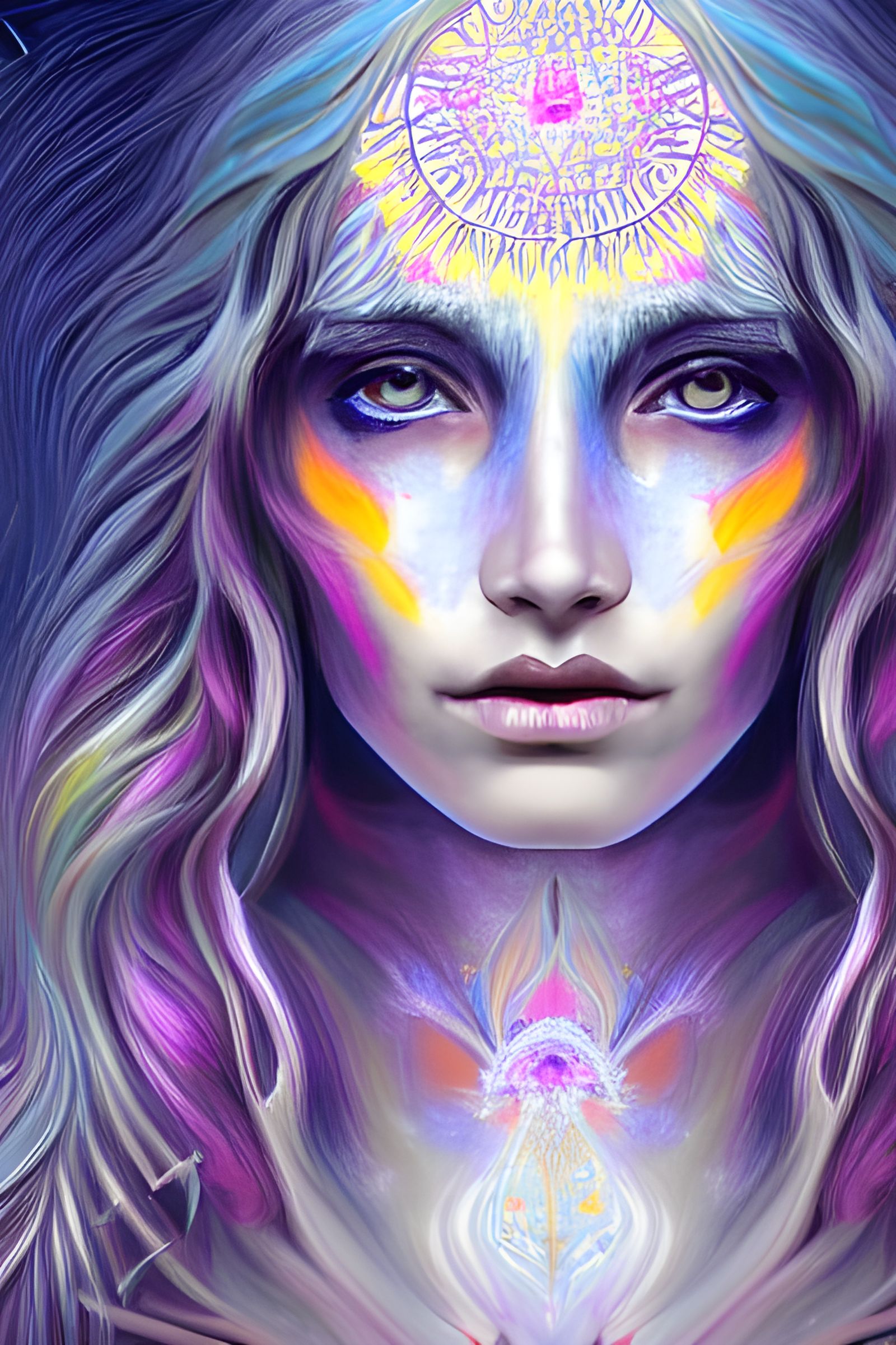 Ethereal Woman with Grey Eyes Digital Painting