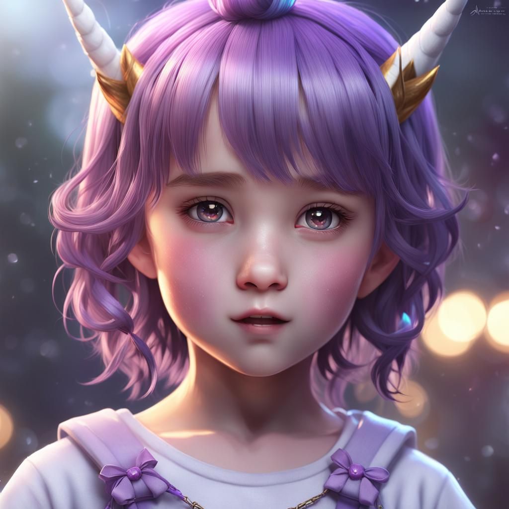 Anime Girl as Unicorn in 3D Aesthetic Art