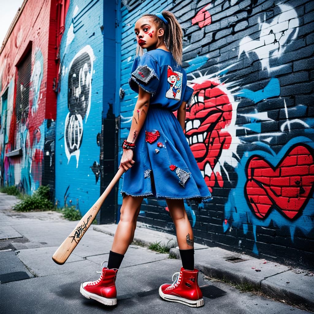 Urban Fantasy Hybrid Thug in Vibrant Street Art