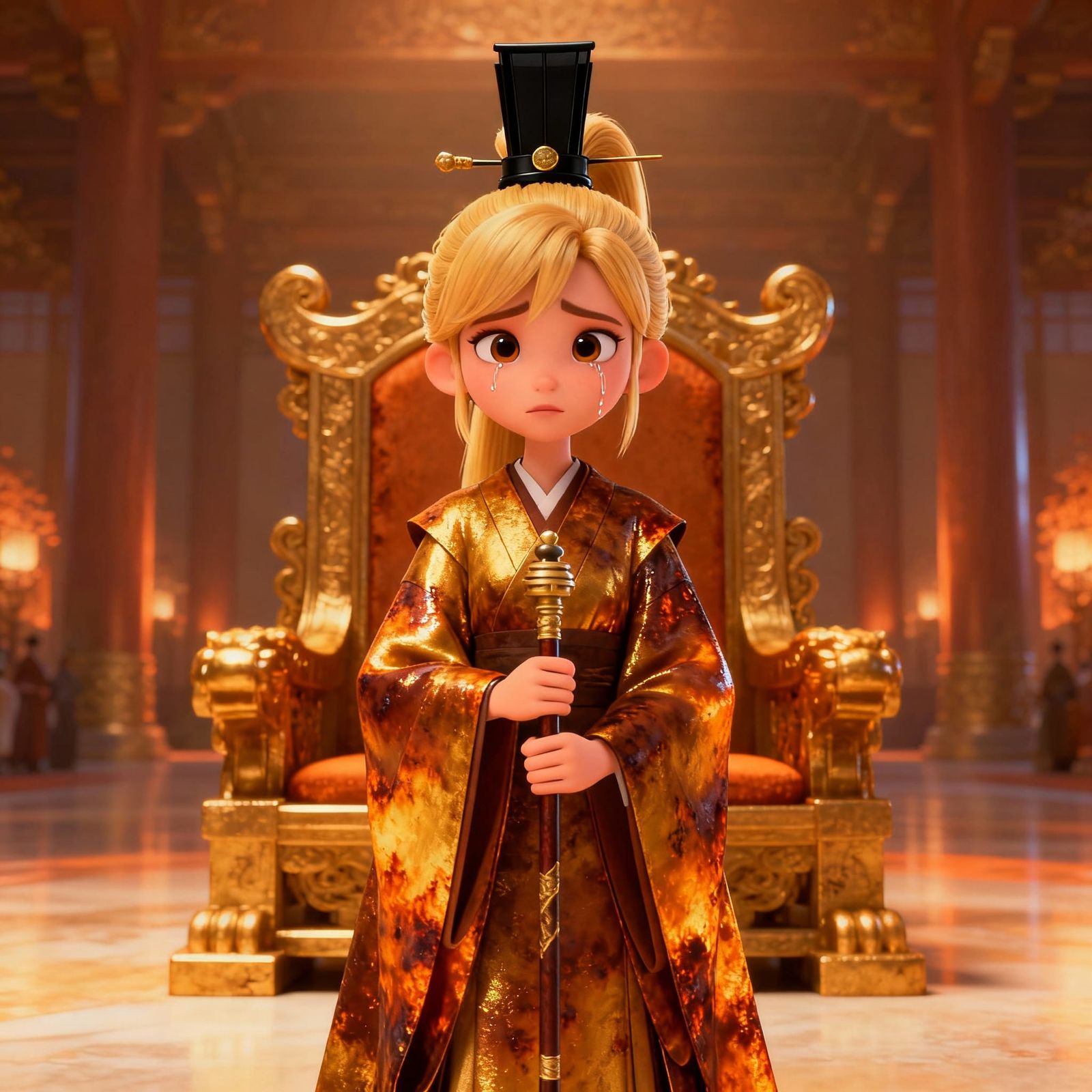 Disney Anime Style Hanami Akiyama in Emperor's Kimono