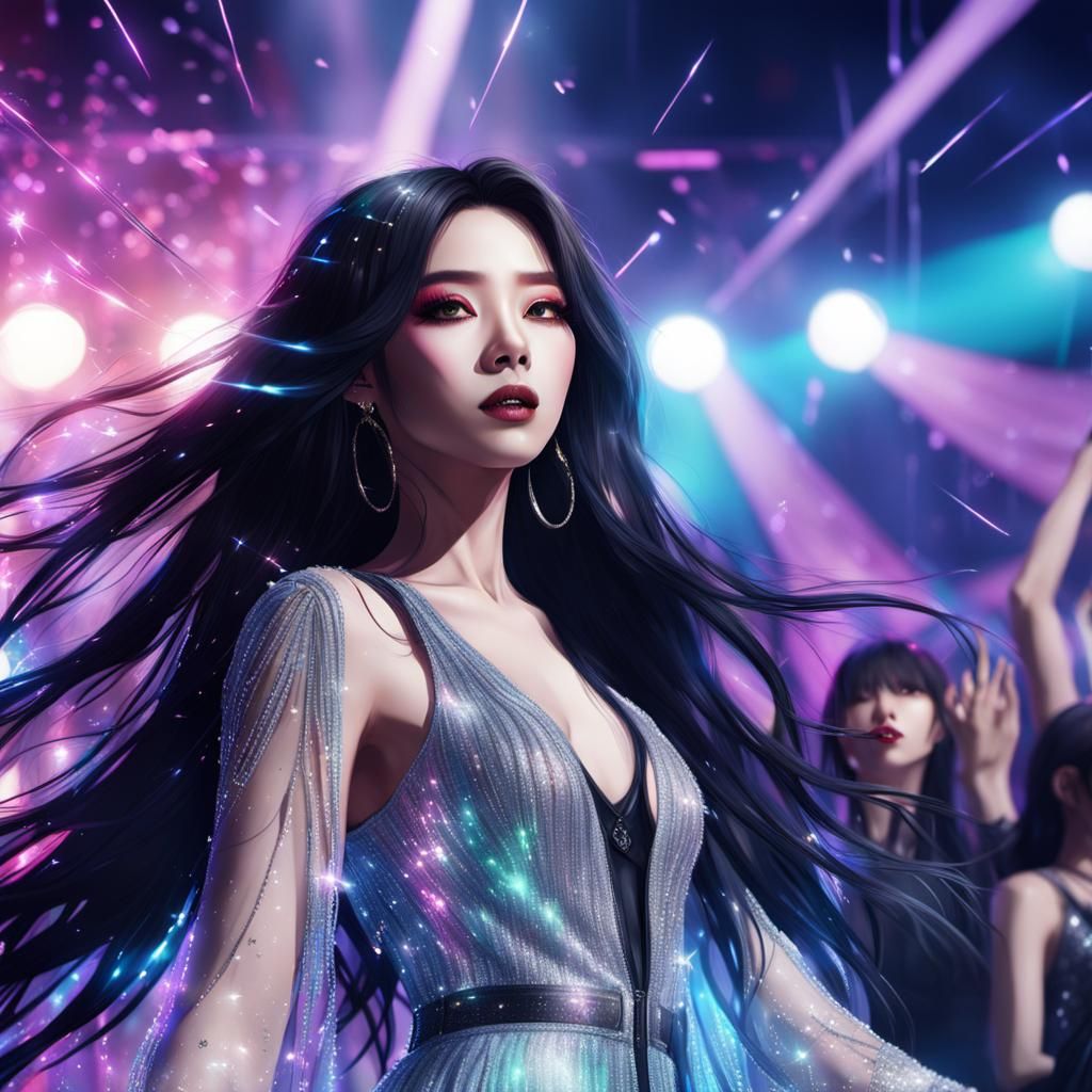 K-Pop Singer on Stage in Fantasy Concept Art Style