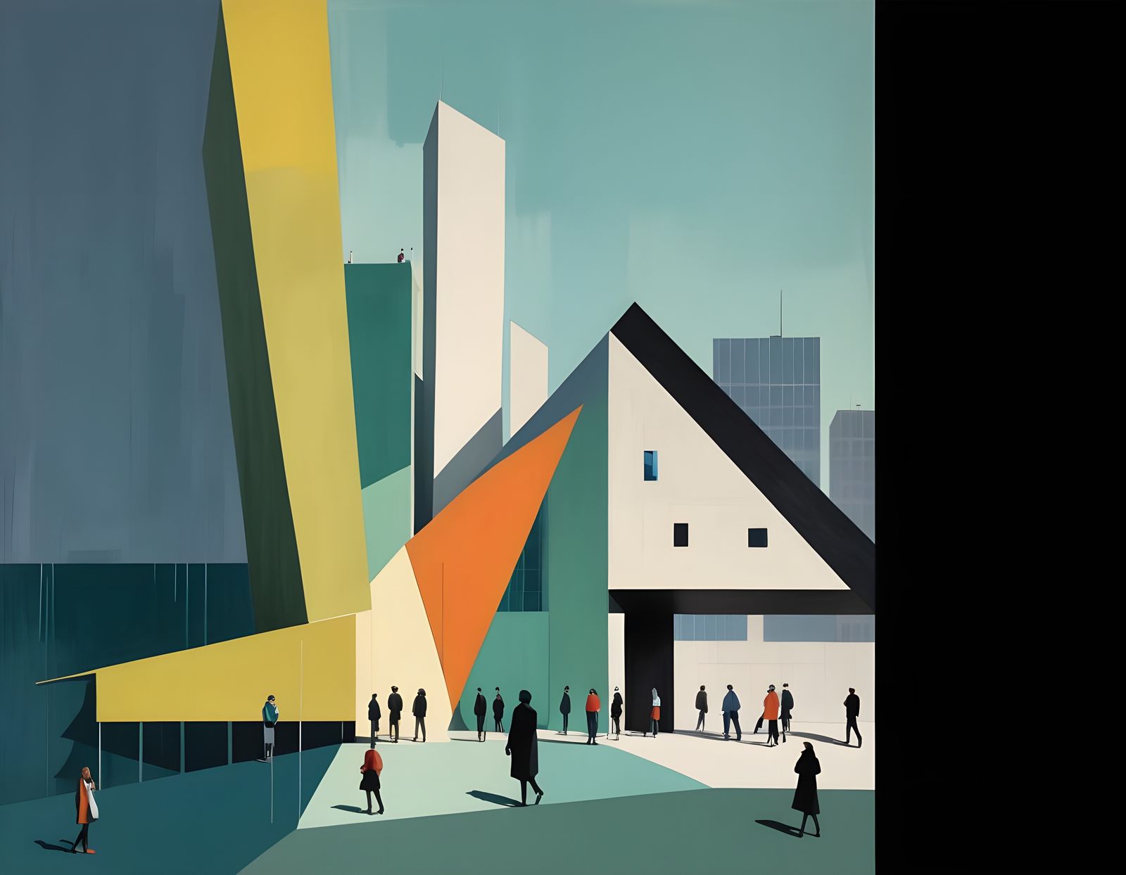 Abstract City Building in Architectural Rendering Style