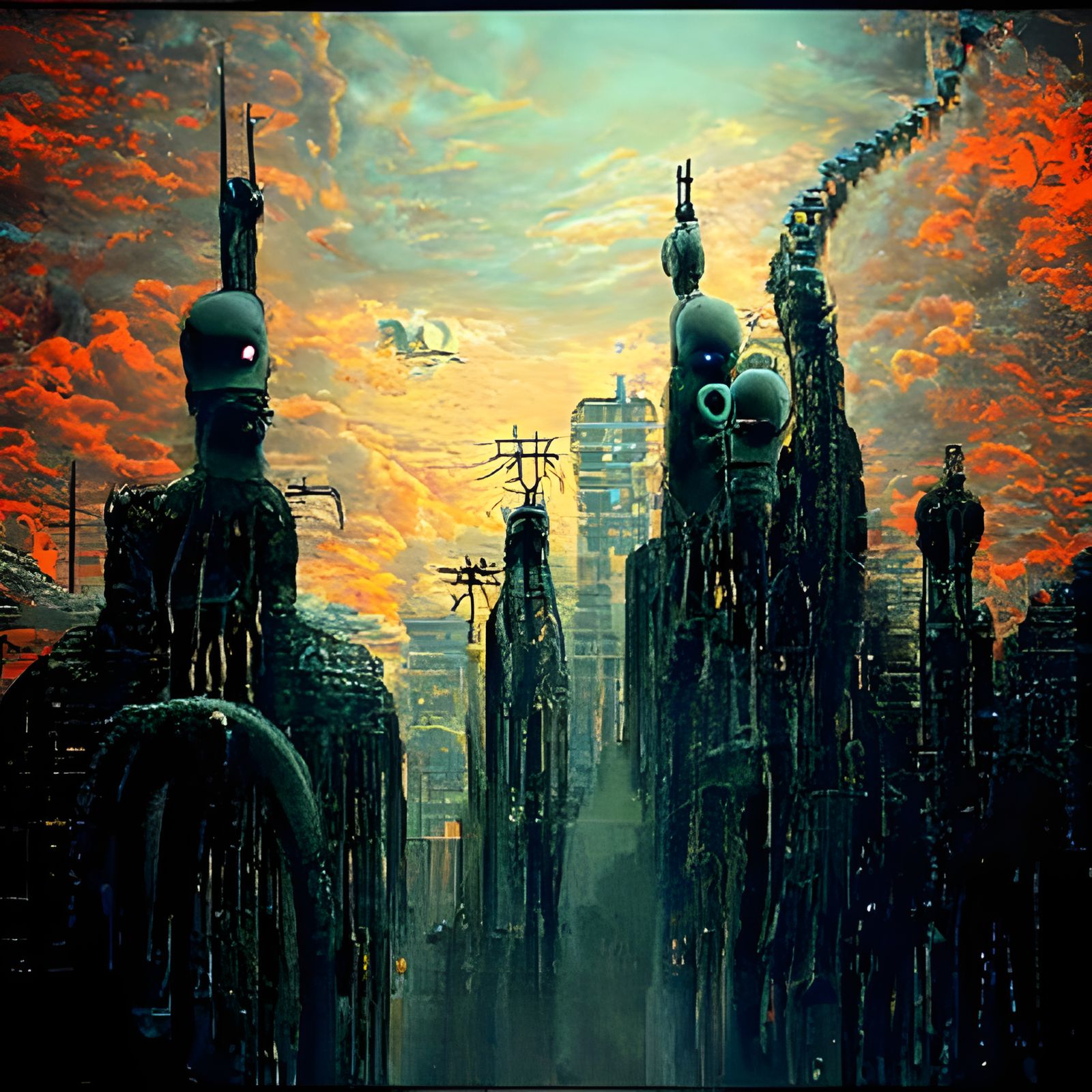 Hyper-Capitalist Dystopia with Cartoon Elements