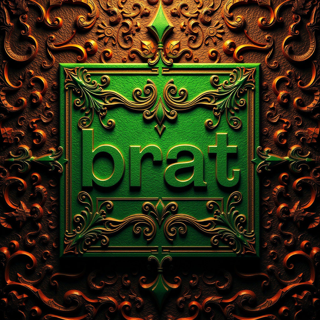 Green Square with 'brat' in Bold Font