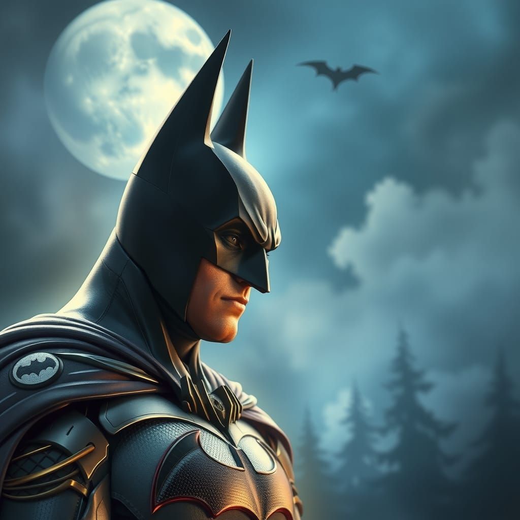 Ethereal Batman Close-up in Fantasy Style