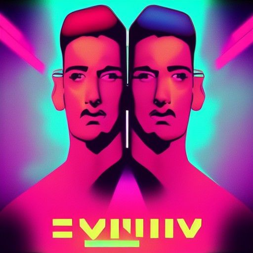 Gay Men in Synthwave Neon Retro Style