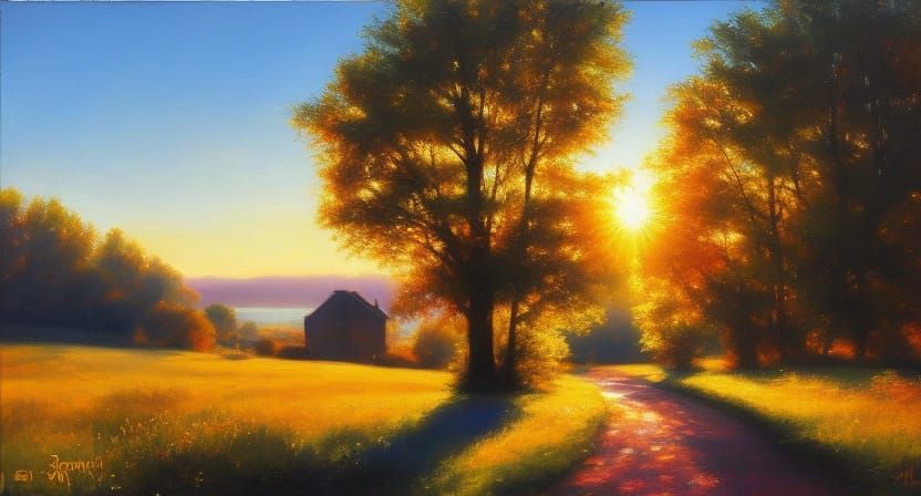 Colorful Sunny Day Oil Painting in Gurney Style