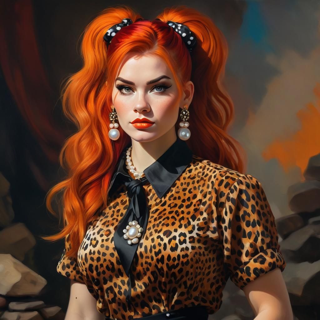 Vibrant Pebbles Flintstone-Rubble Portrait in Stonepunk Styl...