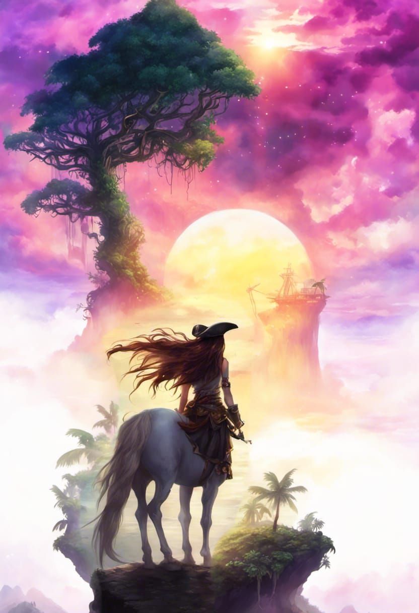 Lush Rainforest Pirate Hideout in Anime Style