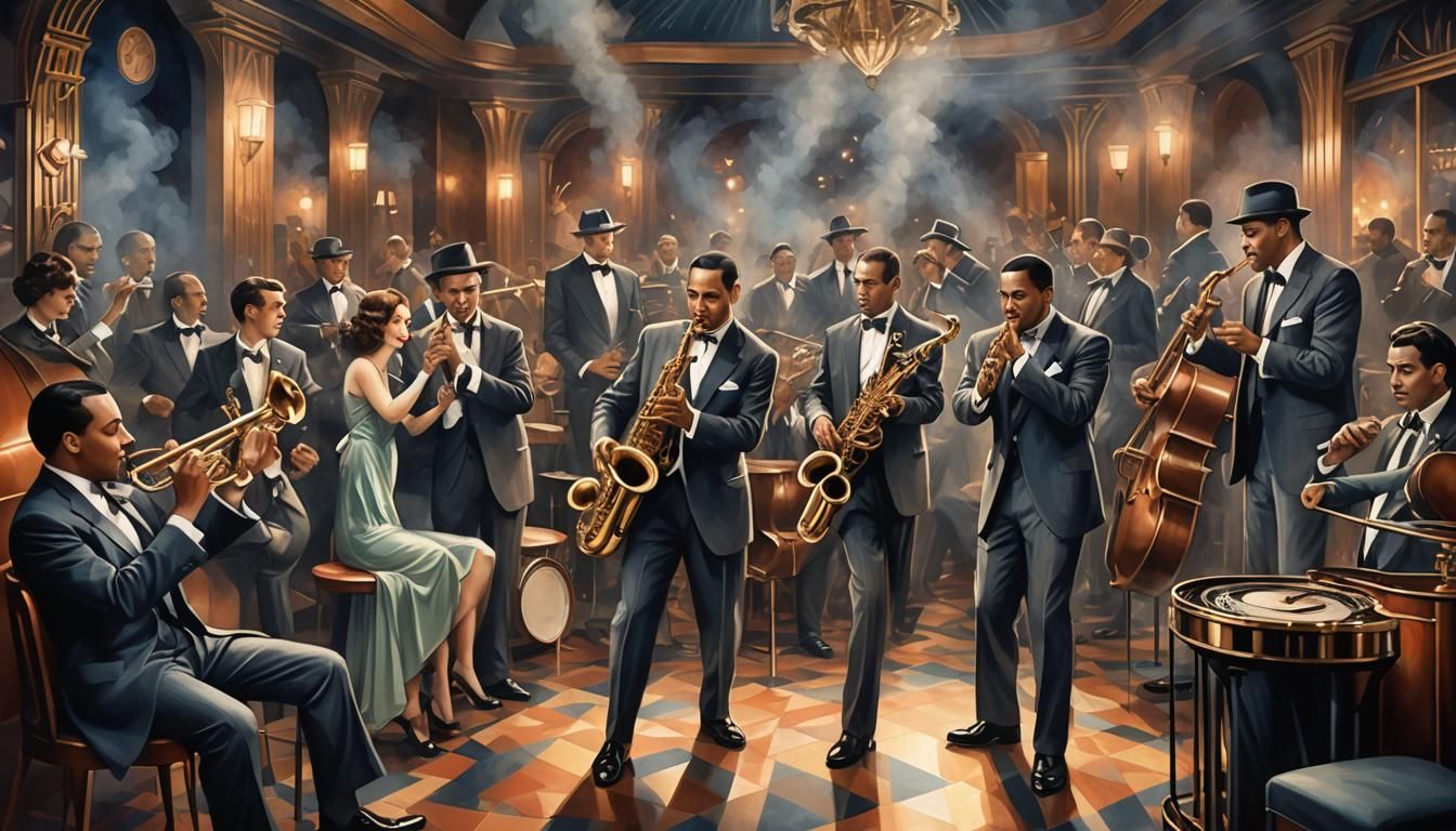 Art Deco Jazz Band in Smoky Club
