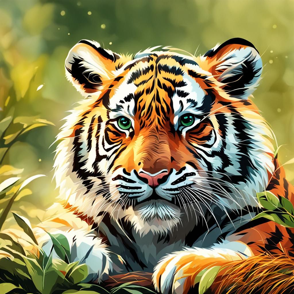 Adorable AI-Generated Image of a Cute Tiger