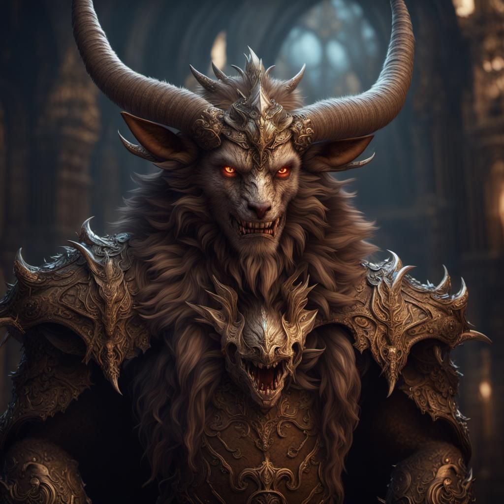 Regal Horned Beast in Silver Armor