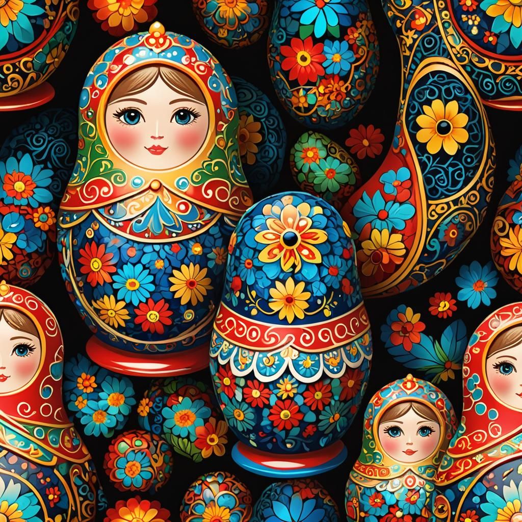 A Russia matrioshka. Colourful. Vibrant. Realistic. abstract...