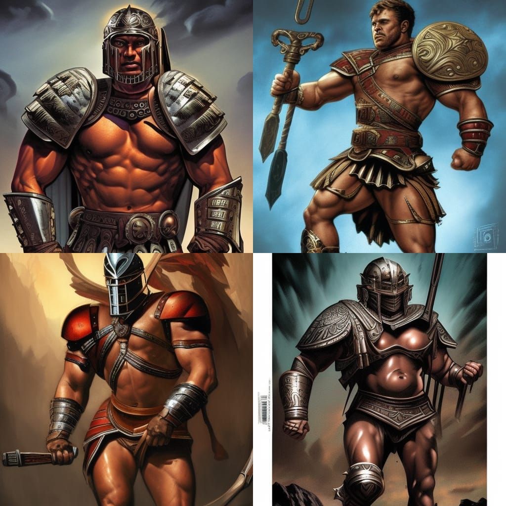 Armored Gladiator in Comic Book Style