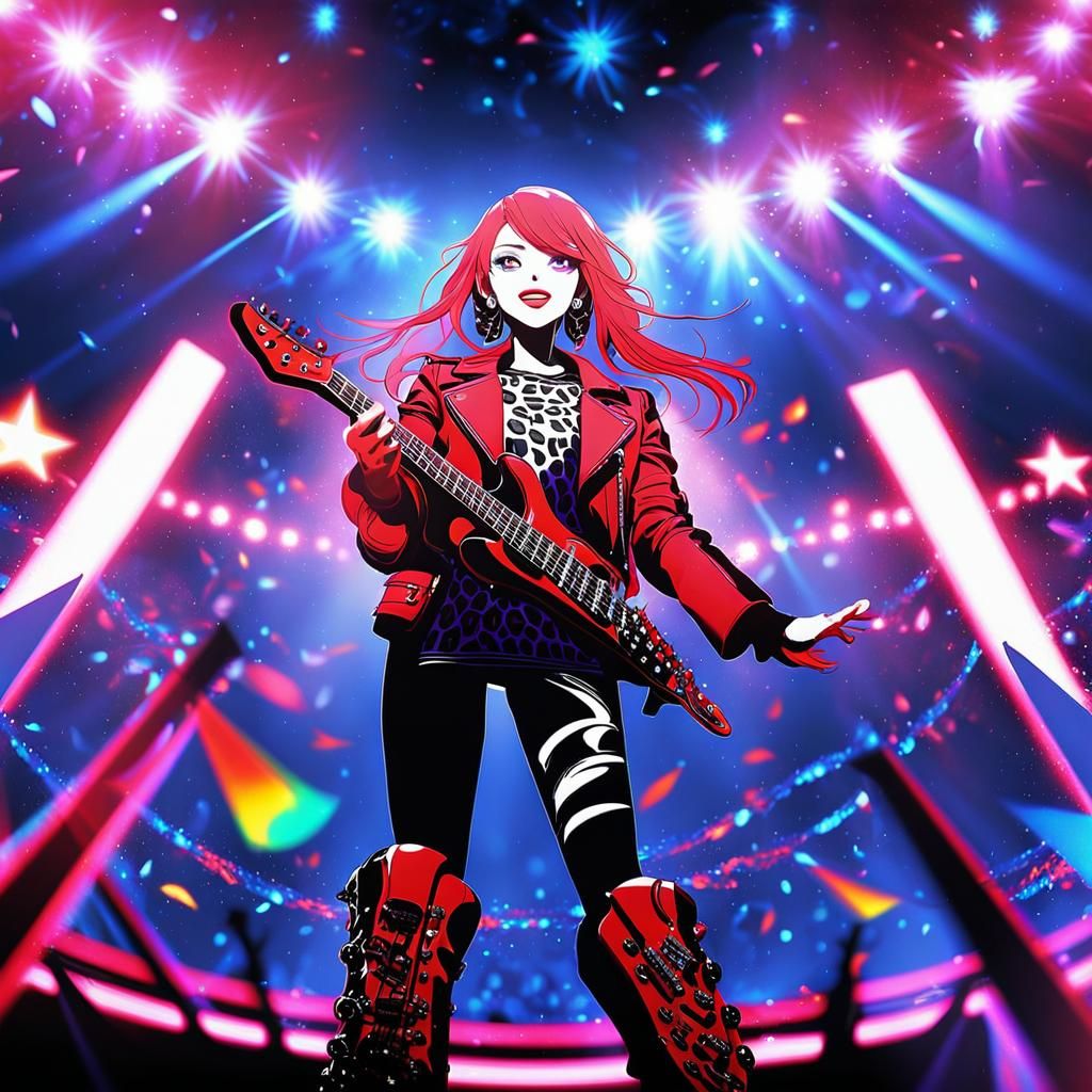 Anime Rock Star with Neon Pink Hair