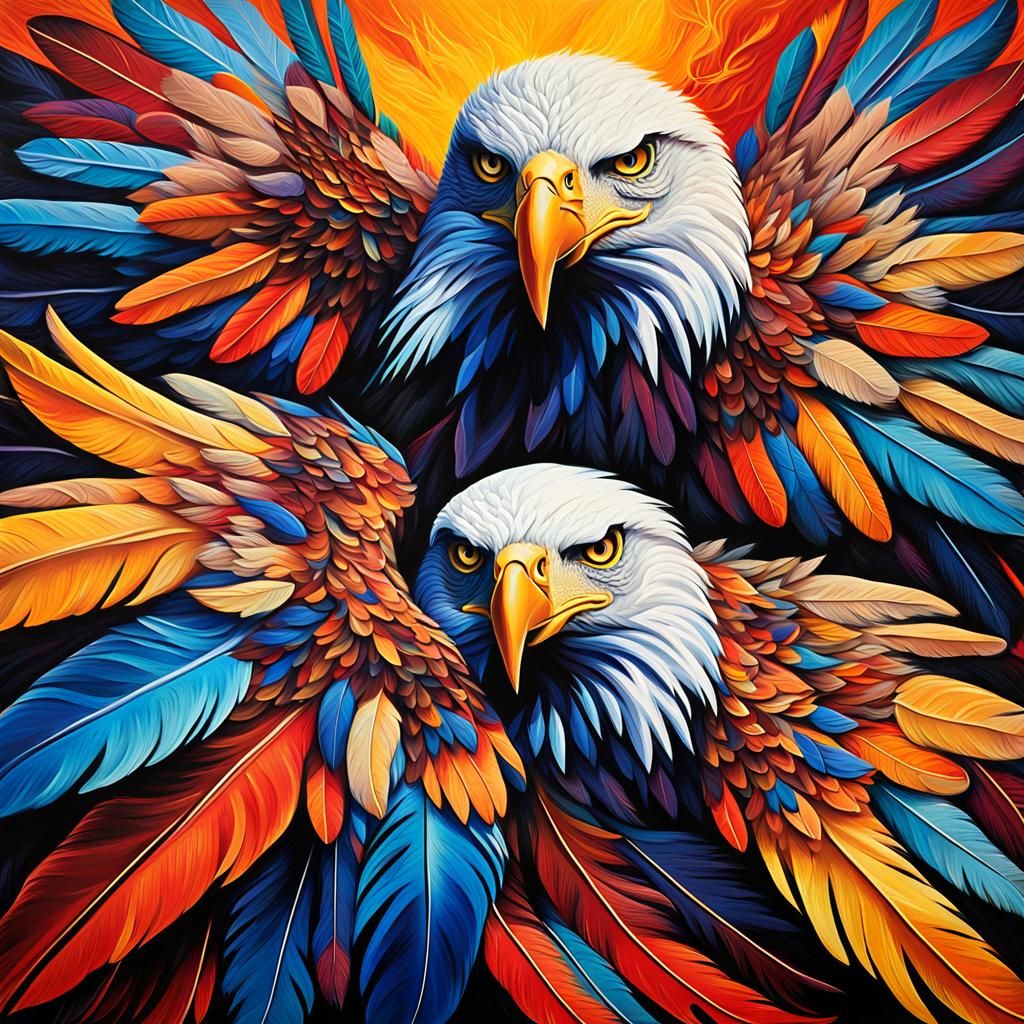 Three-Headed Eagle with Twelve Wings in Abstract Expressioni...