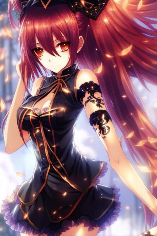 Anime Fox Witch with Fireflies in Cheongsam