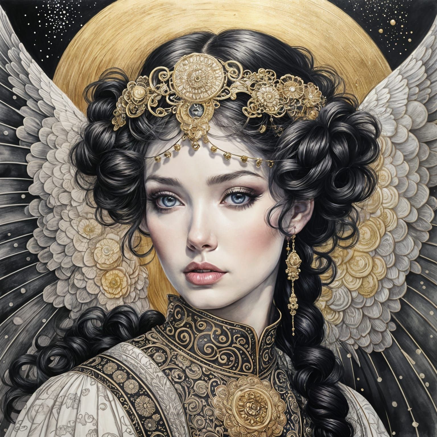Bo Peep as a Black Angel in Asian Style