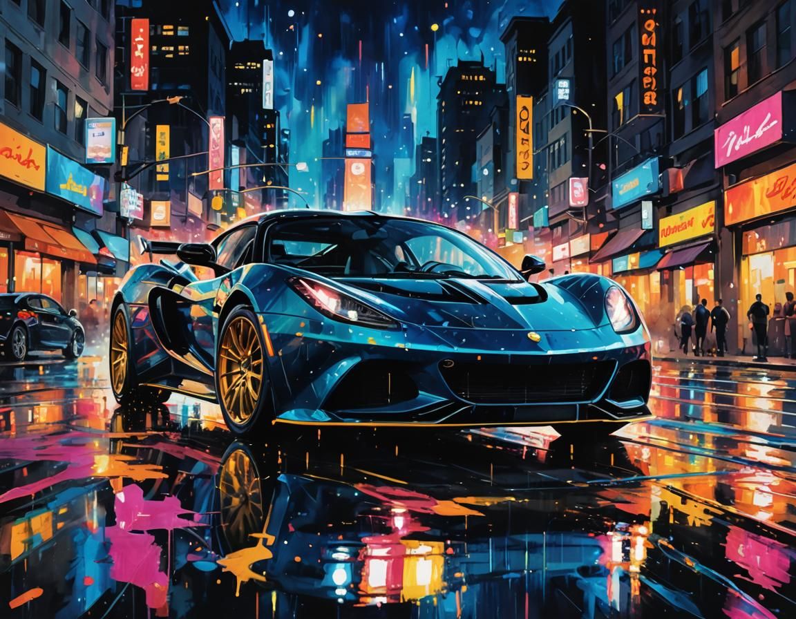 Lotus Supercar in Vibrant Splash Art Style