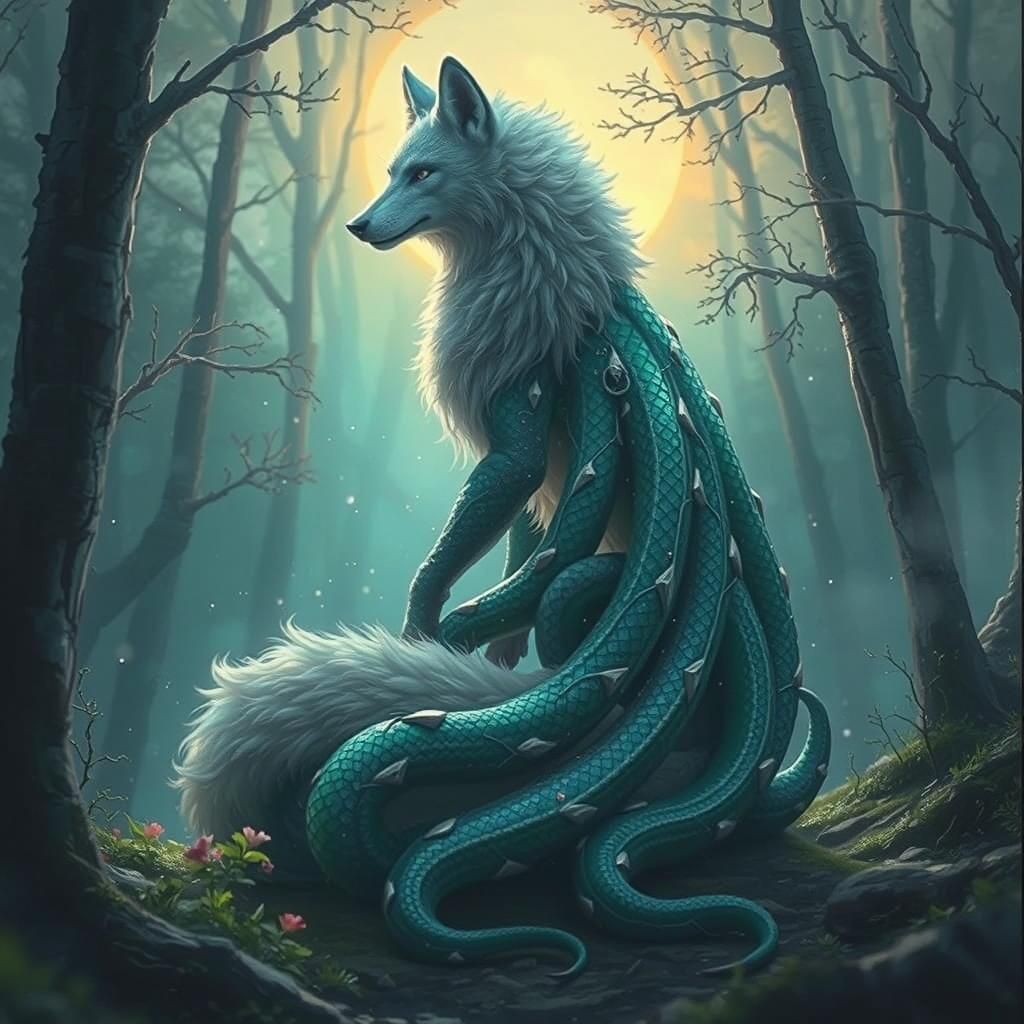 Mystical Wolf Entity in Ethereal Fantasy Style